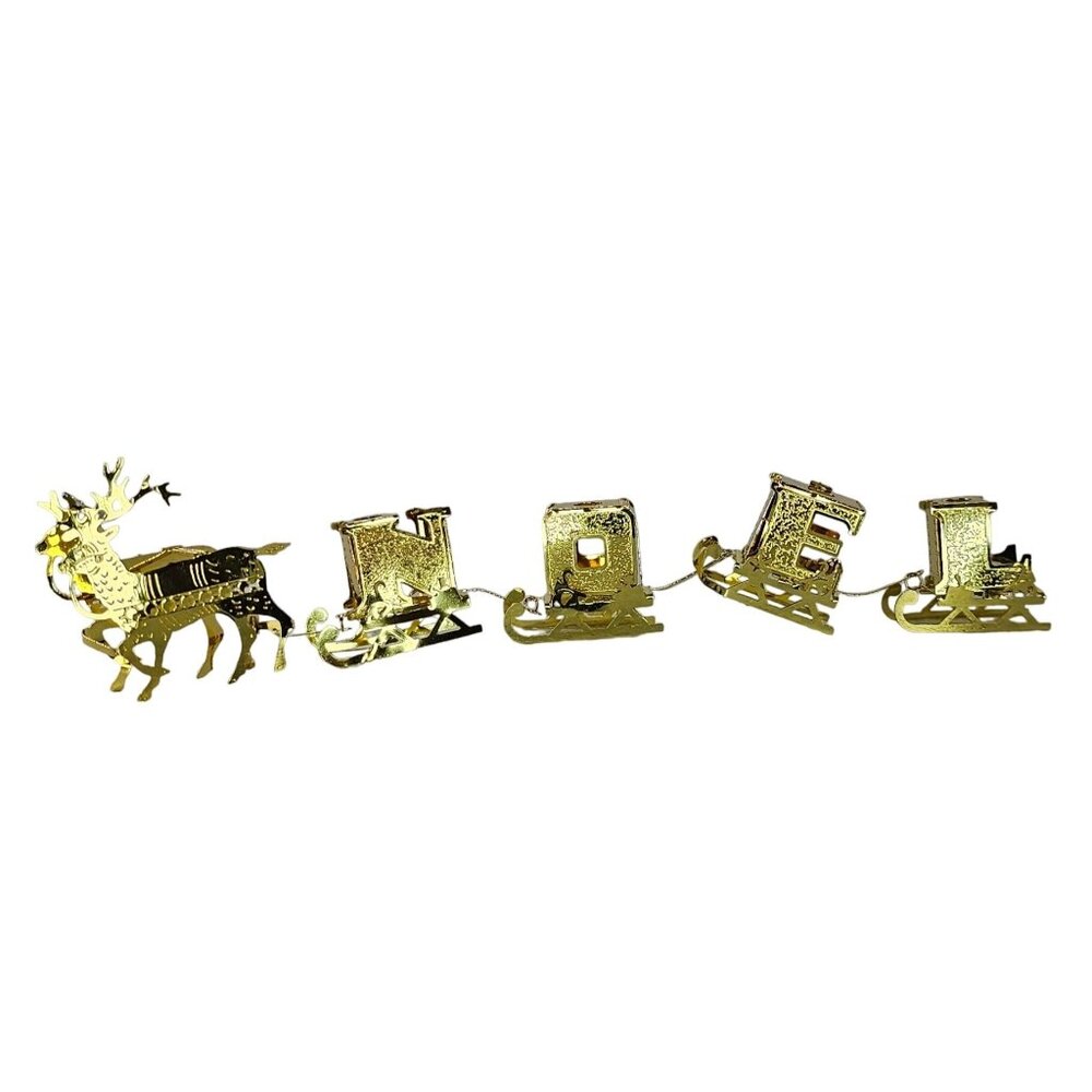 Oriental Trading Company Reindeer Noel Sleigh Gold Candle Holder